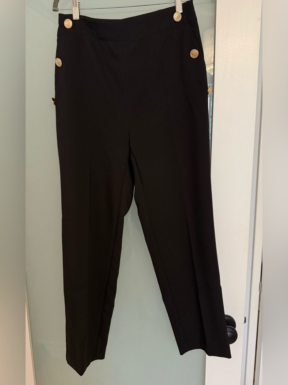 Zara Black Sailor Button Straight Leg Pants | NWT Condition | Size L